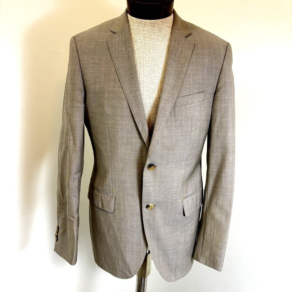 Hugo‎ Boss Men's Light Gray/Tan Sport Coat Blazer Sz 38R Wool Suit Jacket Turkey